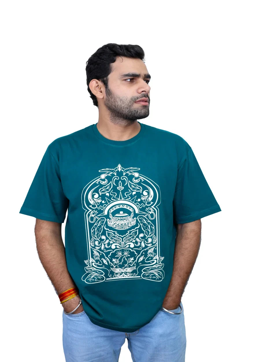 India-inspired Tea Pot graphic oversized T-shirt by IndiThrob