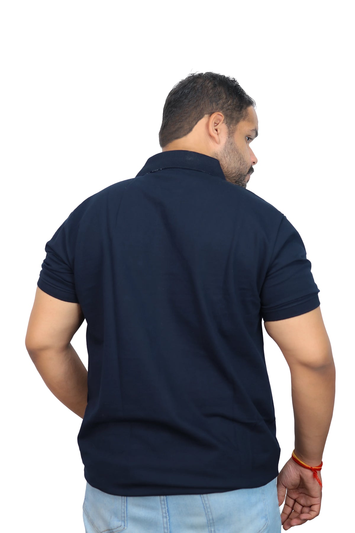 IndiThrob navy blue polo T-shirt back view