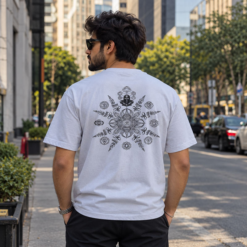 IndiThrob Divine Mahadev Oversized T-Shirt – Beige