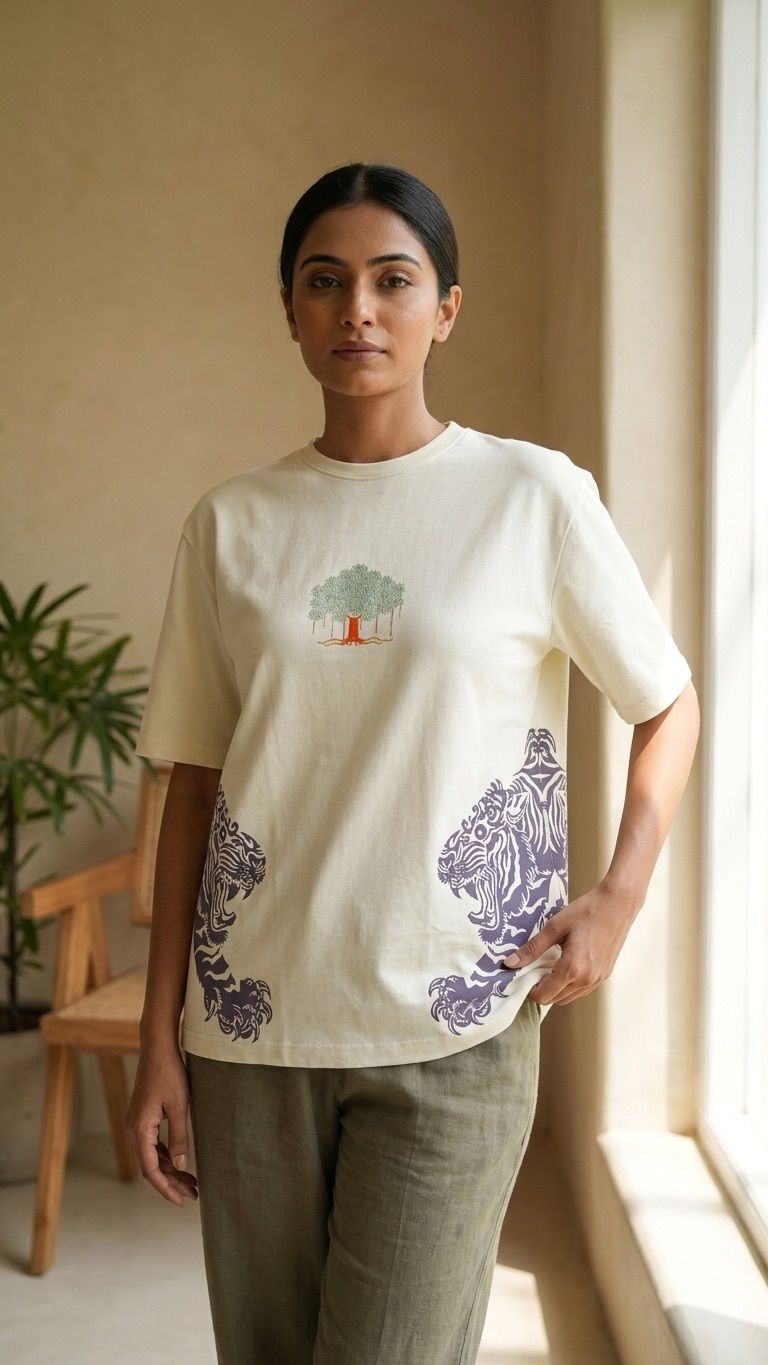 IndiThrob Indian Aesthetics Tiger oversized T-shirt