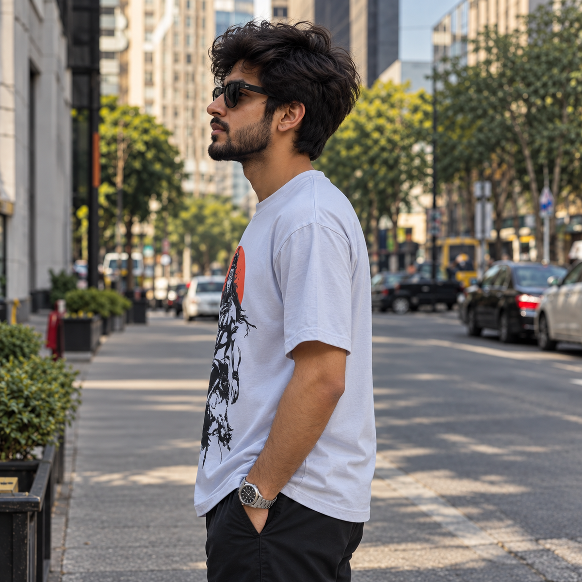 IndiThrob Divine Mahadev Oversized T-Shirt – Beige