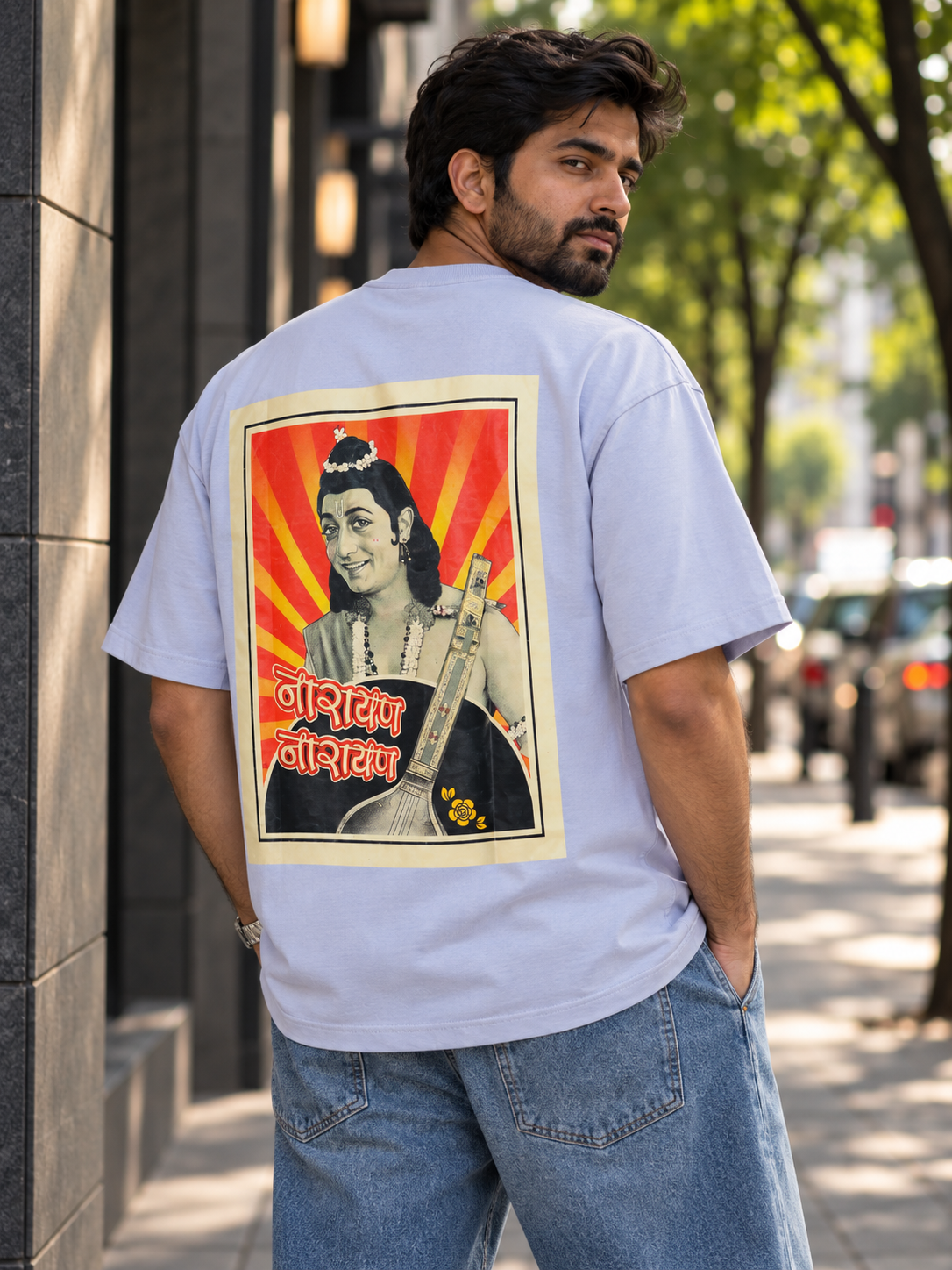 IndiThrob Divine Narad Muni Oversized T-Shirt