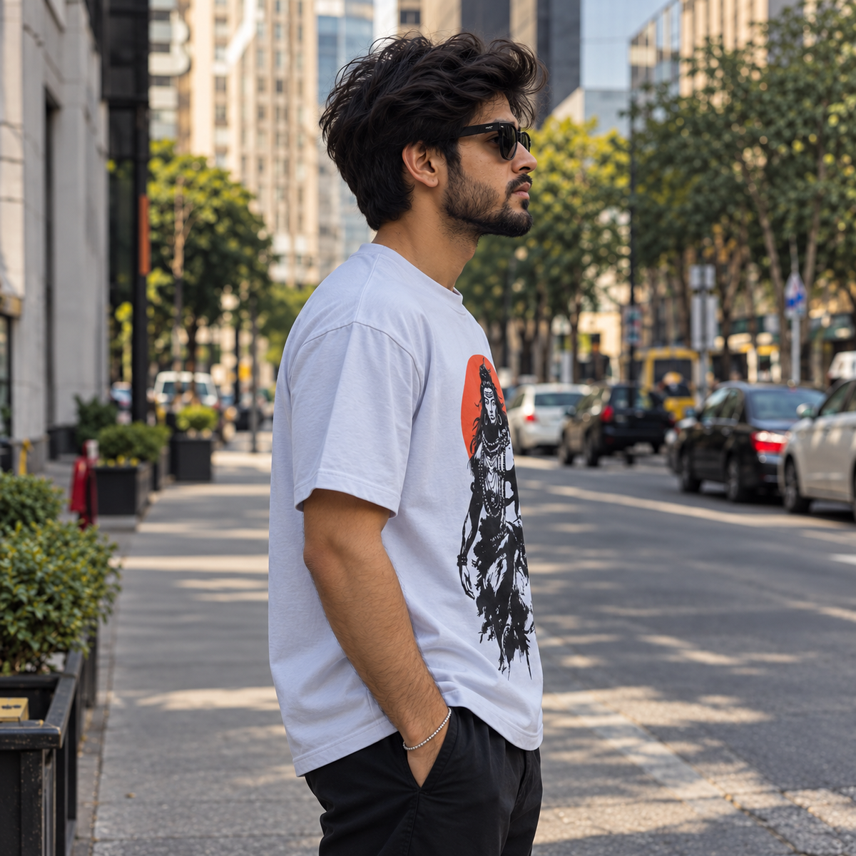 IndiThrob Divine Mahadev Oversized T-Shirt – Beige