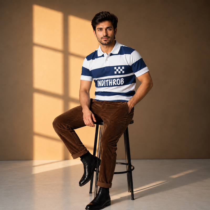 IndiThrob Classic Striped Polo T-Shirt