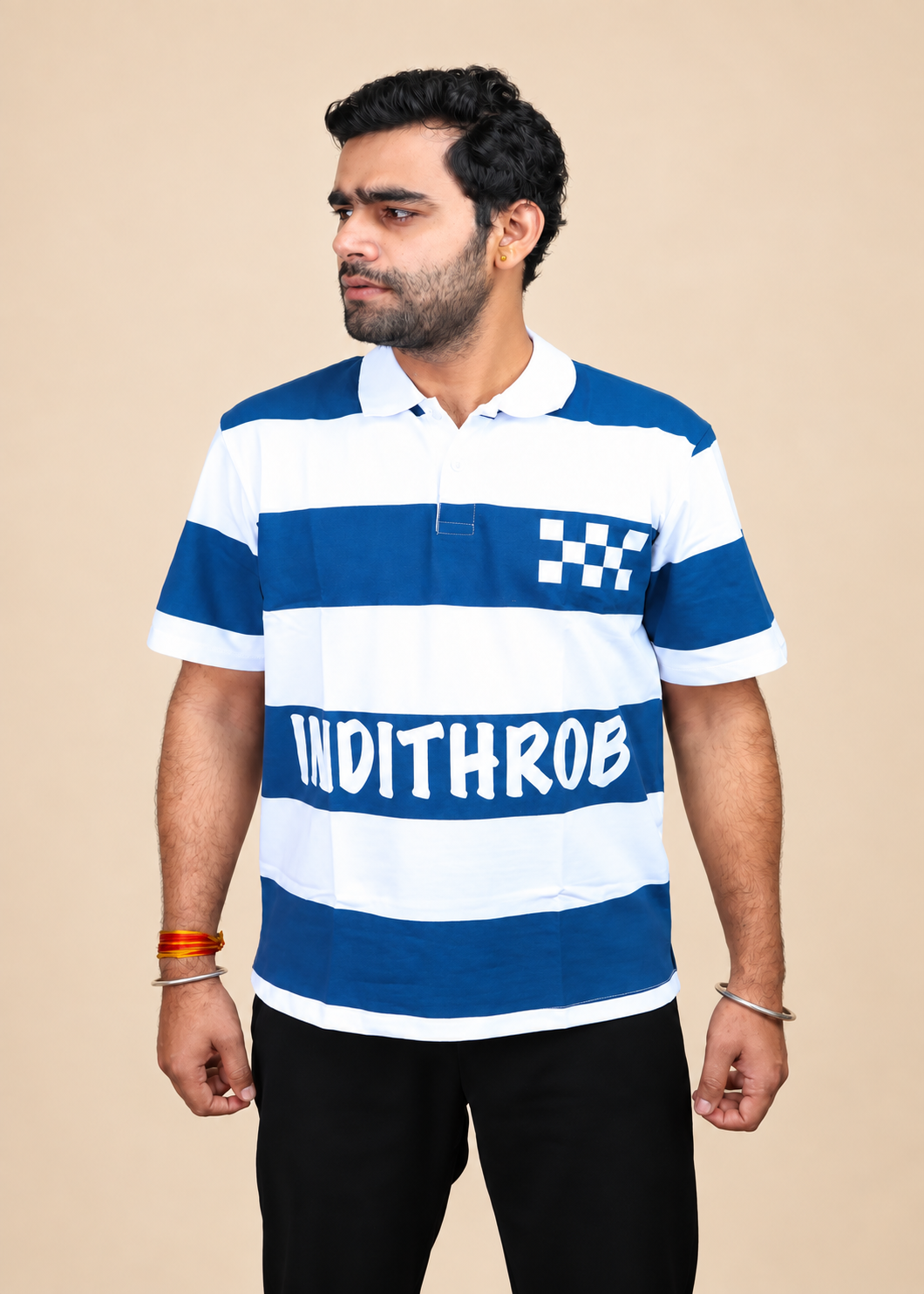 IndiThrob Striped in warm beige studio