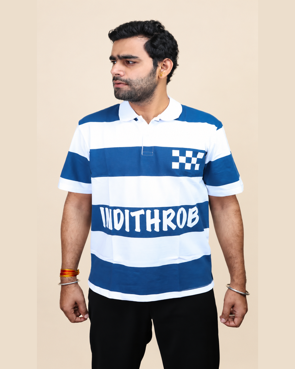 IndiThrob Classic Striped Polo studio fit